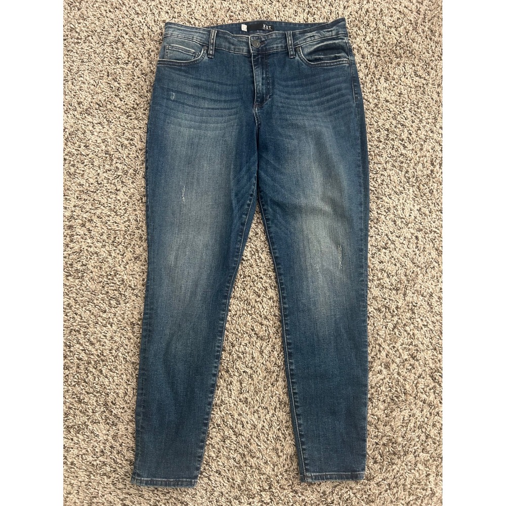KUT from the Kloth Donna High Rise Skinny Jeans Medium Wash Blue Size 12